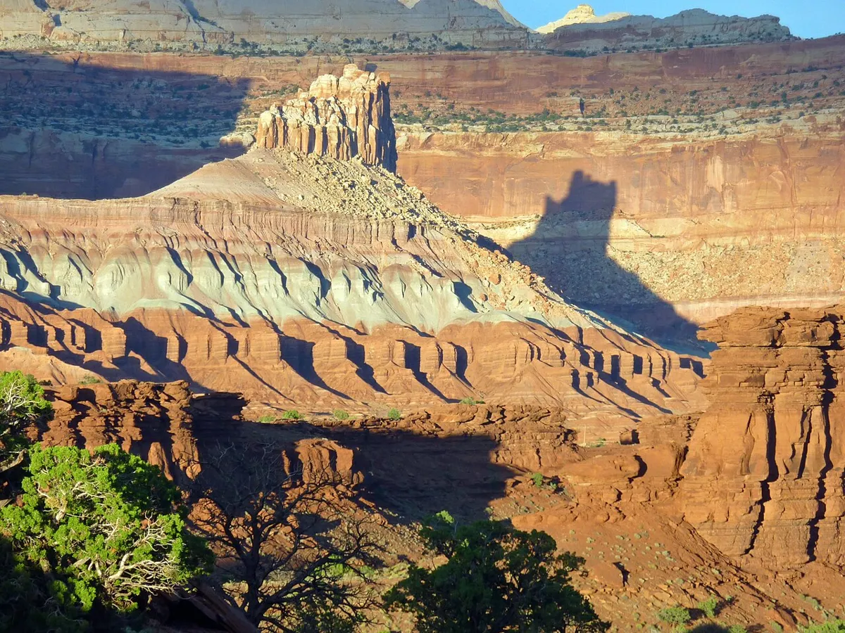 Layered cliffs and buttes seen from Sunset Point in Capitol Reef National Park