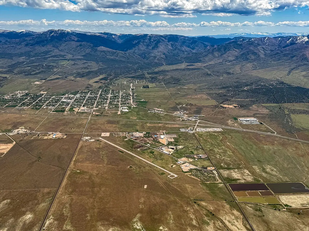 An aerial view of Fillmore and surrounding fields
