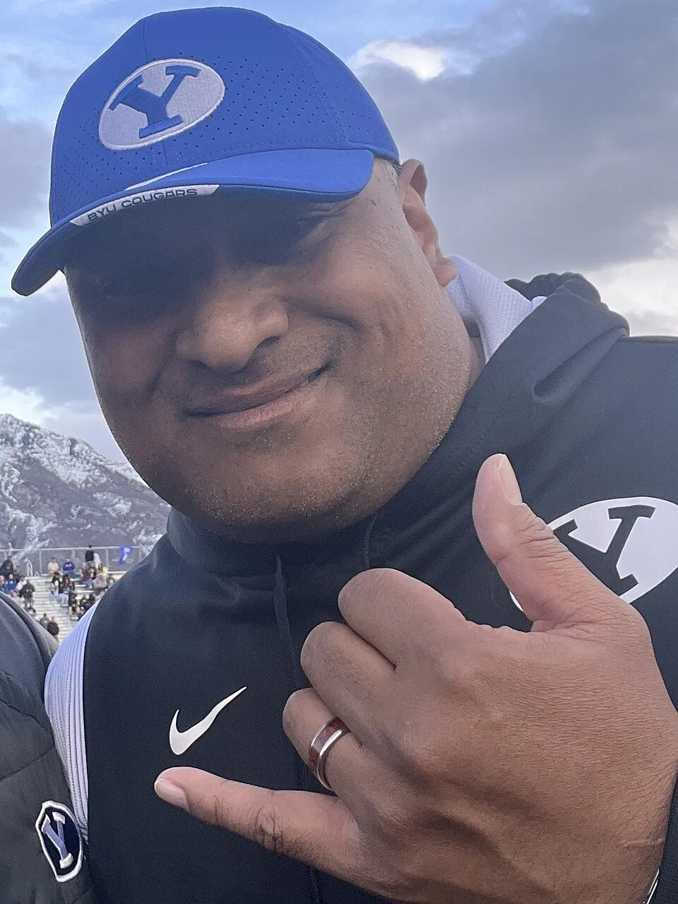 BYU coach Kalani Sitake at the BYU alumni football game