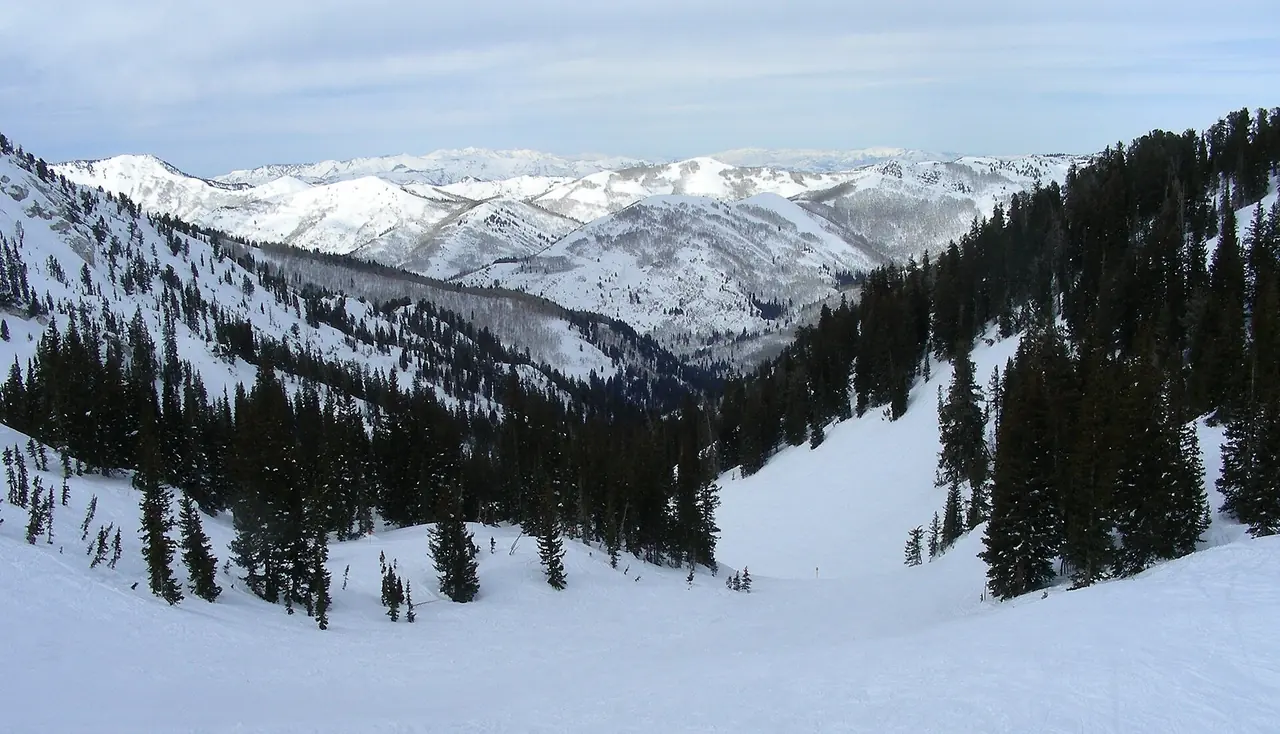 Snowy Honeycomb Canyon terrain at Solitude Mountain Resort in Big Cottonwood Canyon
