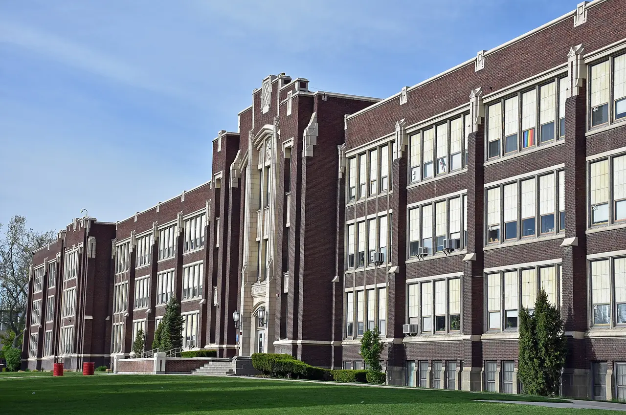 The east side of West High School, a Salt Lake City public school, in April 2025