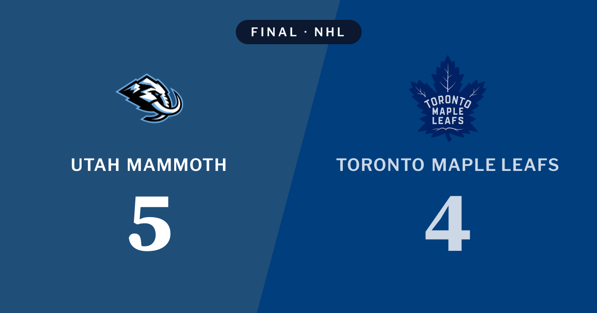Final score: Utah Mammoth 5, Toronto Maple Leafs 4