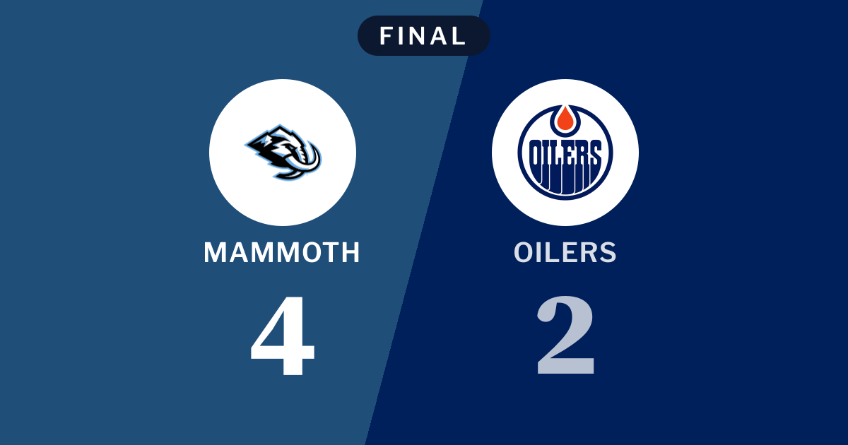 Final score: Utah Mammoth 4, Edmonton Oilers 2