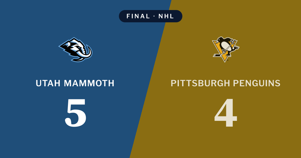 Final score: Utah Mammoth 5, Pittsburgh Penguins 4